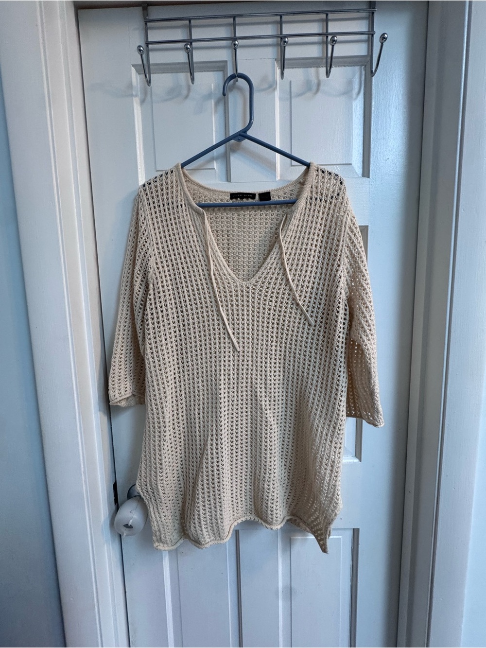 JEANNE PIERRE Open Crochet Knit Top - Cream